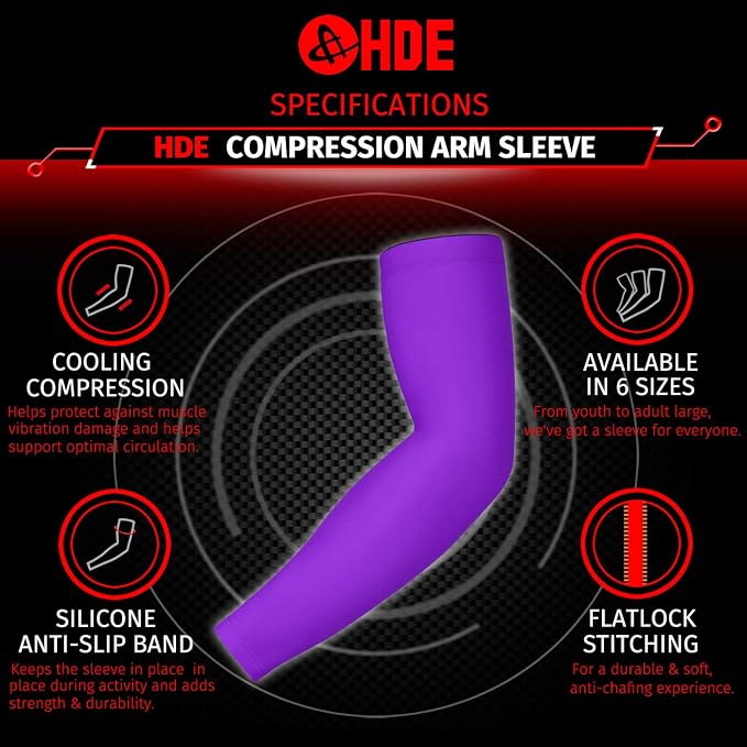 HDE Arm Compression Sleeves for Kids Basketball Shooting Sleeve Youth Sports Cooling Sun Protection Football Baseball 1 Pair