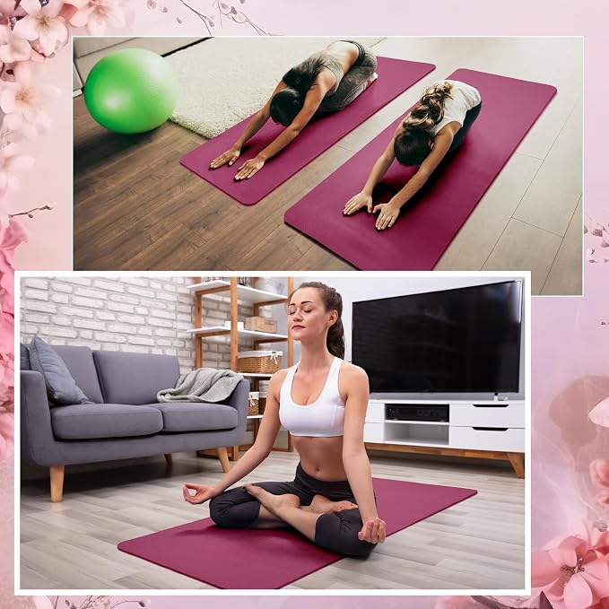 Timgle 6 Pack Yoga Mats Bulk 68 x 24 Inches Non Slip Exercise Yoga Mat 4 mm Thick Anti Slip Tear Resistant Sports Gym for Fitness Stretching Home Workout and Studio