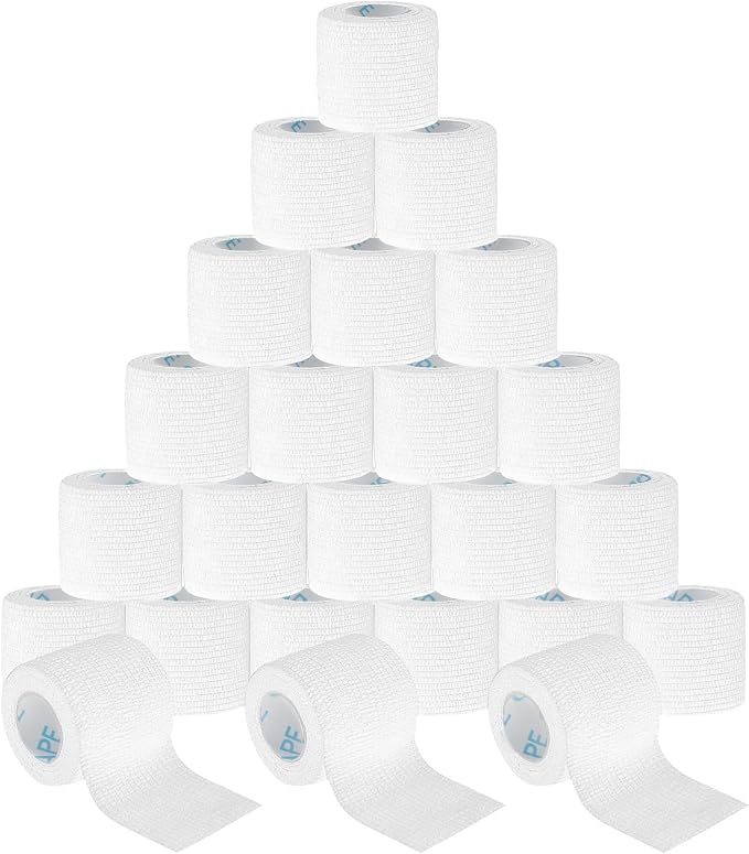 OK TAPE 24 Rolls Self Adhesive Bandage Wrap, Cohesive Elastic Athletic Tape | Vet Wrap, Sports Tape, Medical Wrap for Wrist, Feet, Self Stick Bandage Tape, 2" x 5 Yards - White