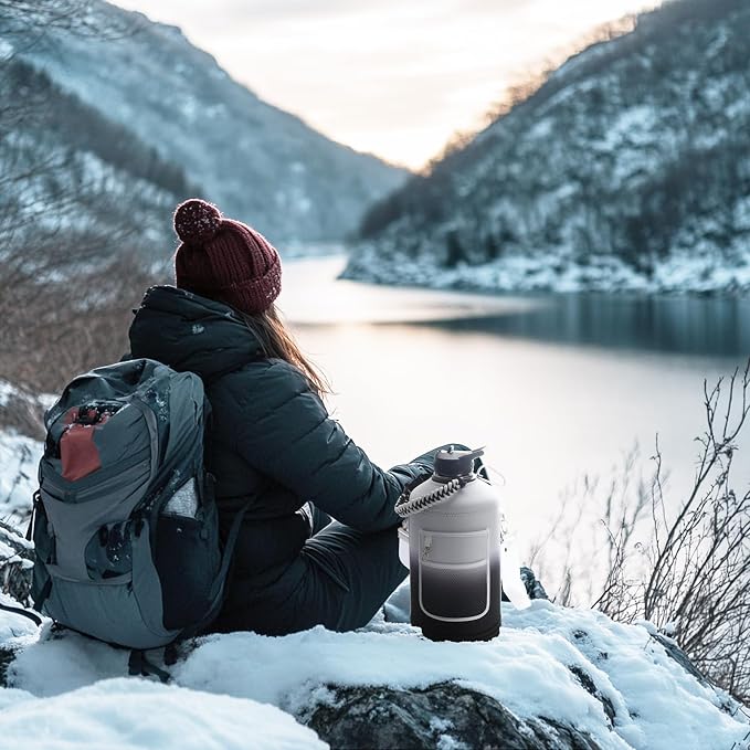 DYSANKY 1 Gallon Insulated Water Bottle | Upgraded Thickened Stainless Steel Metal Portable Sports Large Water Jug for Gym and Hiking with Carrier Bag, Handle Strap | BPA-Free 128 oz