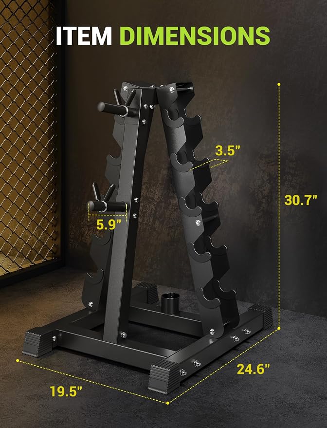 YOLEO Dumbbell Rack Stand Only, 1100LBS Heavy Duty Weight Rack for Home Gym, Adjustable 3-Tier Weight Storage Rack for Dumbbells, Barbells, Kettlebells & Weight Plates, Compact Workout Equipment Organizer