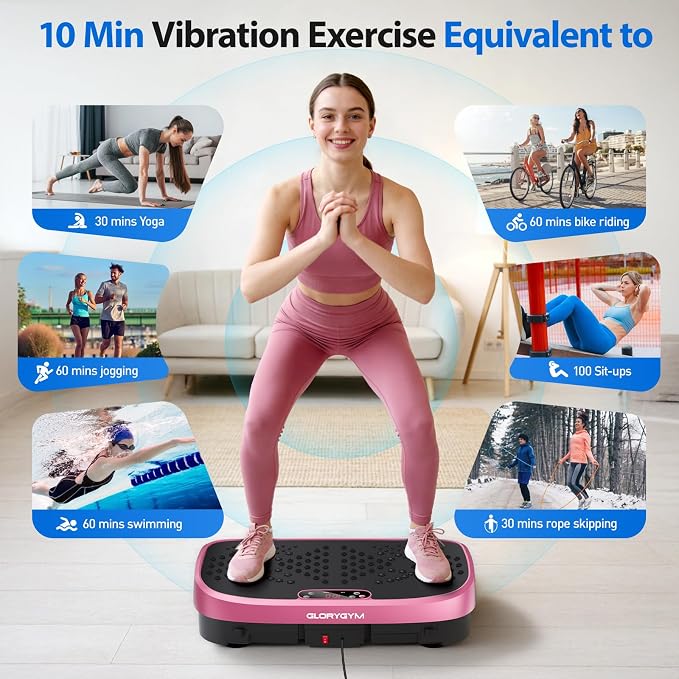 Vibration Plate Exercise Machine for Body Shaker Machine & Weight Loss, Shake Plate with Resistance Bands, 120 Speed Levels, Remote Control, Full Body Workout, Compact Home Gym Equipment