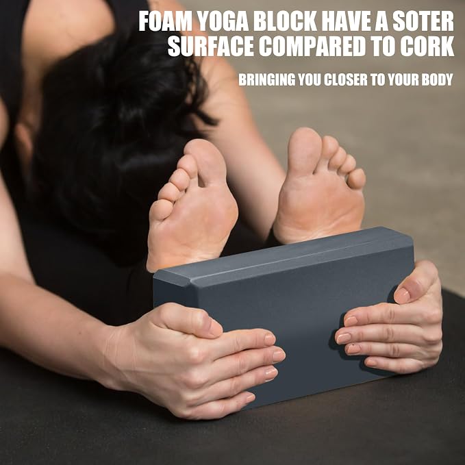 Septo 2 Pcs Yoga Blocks, 9x6x3 Inch Foam Blocks for Pilates | High density EVA foam Yoga Props lightweight non-slip surface for meditation stretching balance training