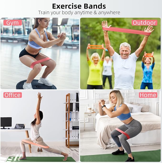 Resistance Bands for Working Out, 5-Pack Elastic Loop Exercise Bands for Strength Training Stretching, Home Gym Equipment for Pilates Yoga Physical Therapy, Leg Glute Arm Workout Kit for Women Men