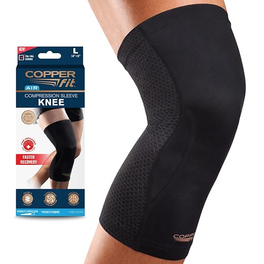 Copper Fit PRO Recovery Knee Compression Sleeve | Knee compression sleeve for arthritis support, knee pain relief, joint stability, and recovery support.