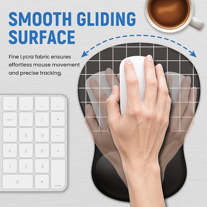Ergonomic Mouse Pad with Wrist Rest, Gel Wrist Support, Black Cat | 10.2 x 7.6 in Mouse Pad with Smooth Fabric Surface and Non-Slip Rubber Base for Office, Home, Study, and Gaming