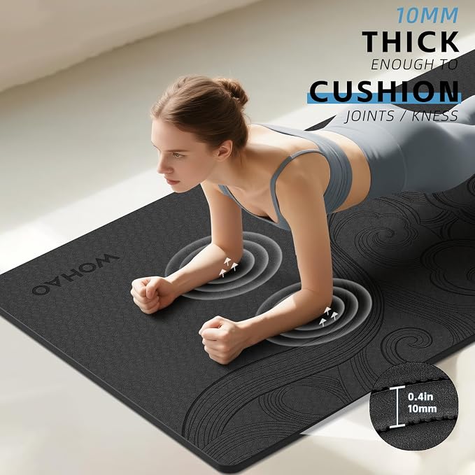 Large 76"x40"x0.4" Yoga Mat | Extra Width & Thick, Non-Slip Exercise Mat, Versatile for Stretching, Yoga Studio, Gym, Home & Indoor/Outdoor Workouts