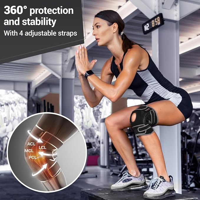 DR. BRACE ELITE Knee Brace with Side Stabilizers & Patella Gel Pads for Maximum Knee Pain Support and fast recovery for men and women-Please Check How To Size Video (X-Large, Mercury)