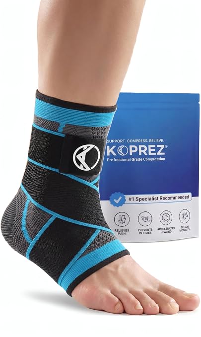 Ankle Compression Sleeve & Ankle Brace for Plantar Fasciitis Relief | Breathable arch support with adjustable straps for women & men; an Achilles tendonitis brace for running and work - 1 sleeve