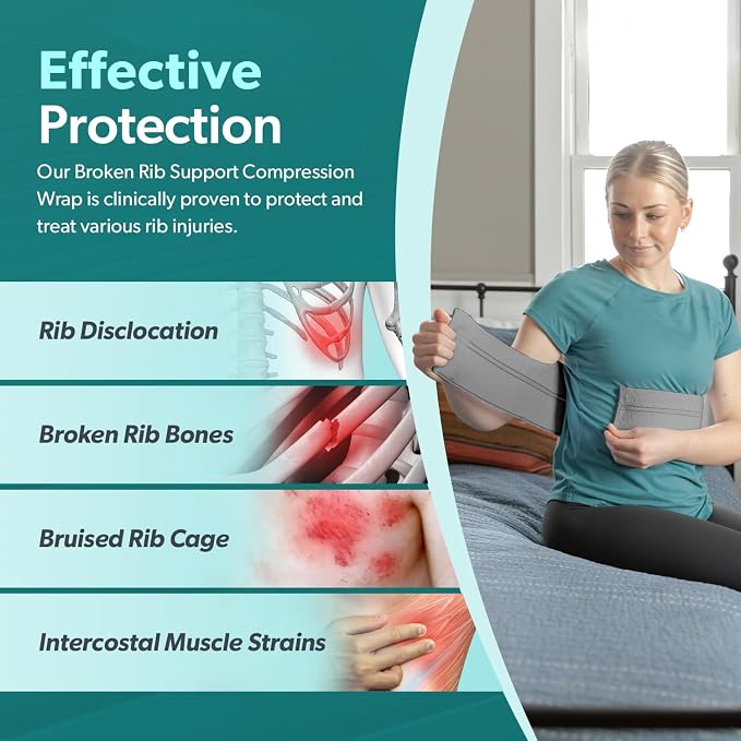 BraceAbility Plus Size Broken Rib Brace - Rib Protector Compression Wrap, Chest Support Belt for Bruised, Fractured, Dislocated Ribs, Costochondritis Relief, Sternum Brace for Men and Women (Gray)