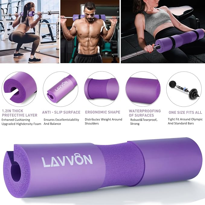 Barbell Pad Set - Hip Thrusts Pads for Squat&Lunges/Bench Press Bar Padding | Standard Olympic Weight Bar Foam Pad,Gym Accessories for Women with Bar Bad -With Ankle Straps,Wrist Straps for Weightlifting