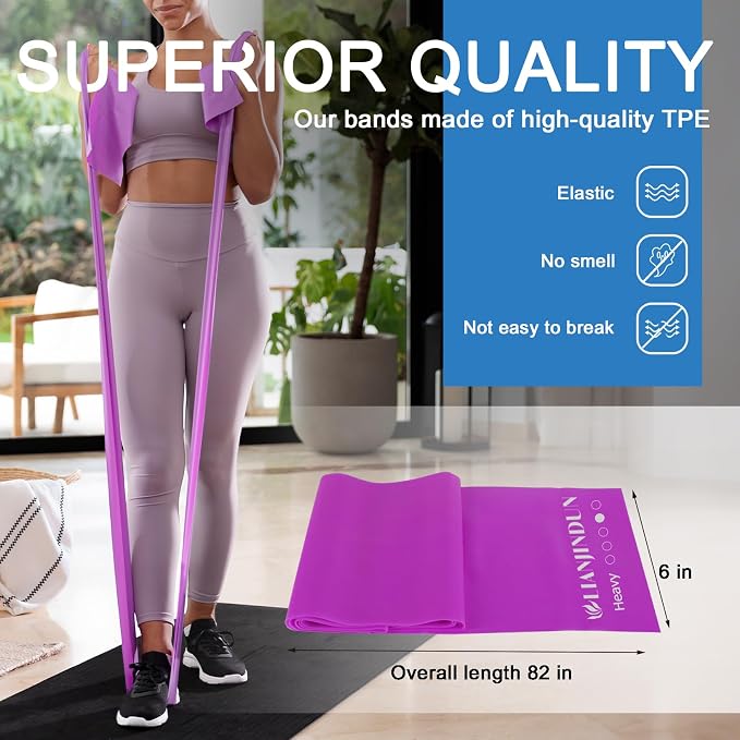 5-Piece Resistance Bands Set, 5.9 ft, Latex-Free for Exercise and Therapy | Elastic Bands for Stretching, Physical Therapy, Yoga, Pilates and Home Workouts, Suitable for Women and Men