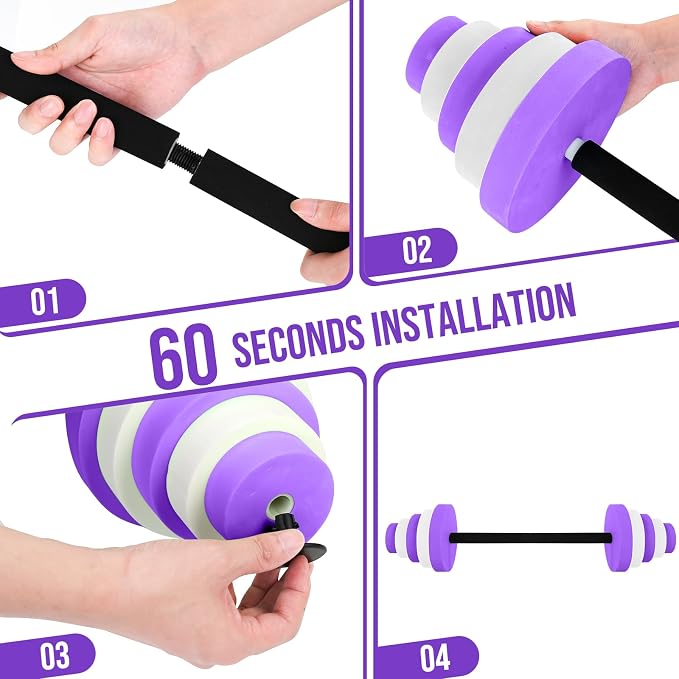 29.3’’Swimming Barbell Pool Dumbbell Swim Dumbbell with Water Exercise Discs High Density EVA Foam Aquatic Exercise Equipment