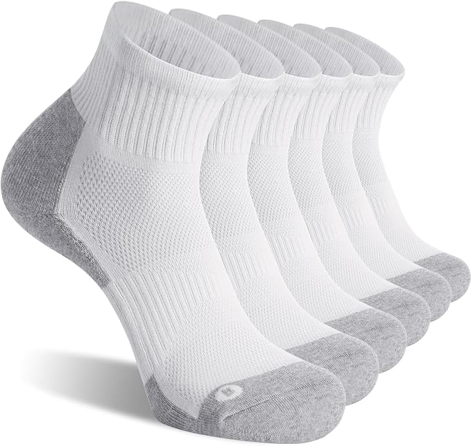 FITRELL 6 Pack Men's Athletic Ankle Socks Cushioned Sports Running Socks 7-9/9-12/12-15