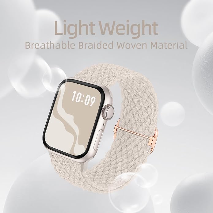 4 Pack Braided Stretchy Bands Compatible with Apple Watch 40mm 41mm 38mm 42mm 44mm 45mm 46mm 49mm Women Men, Breathable Nylon Elastic Daily Use Straps for iWatch Series 11/10 9 8 7 6 5 4 3 SE/Ultra 2