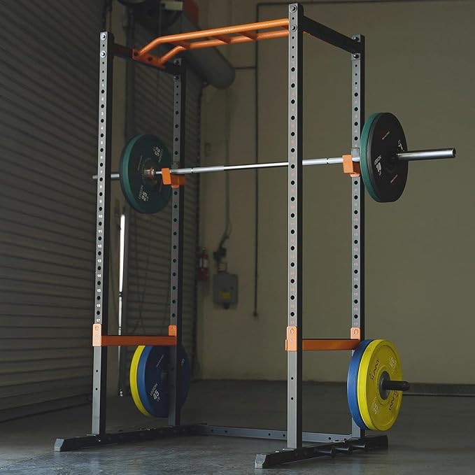 Sunny Health & Fitness Power Zone Strength Rack Power Cage - 1000 LB Weight Capacity, Spotter Bar, Angled Pull-Up Bar, J-Hooks, Resistance Band Pins, Optional LAT Pull Down