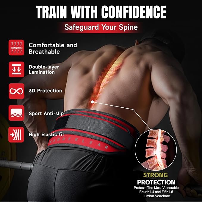 MANUEKLEAR 2-in-1 Weightlifting Belt & Dip Belt with 36.7 IN Rope, Double-Layer Weight Lifting Belts, Powerlifting Gym Weighted Belt for Pull Up Squat