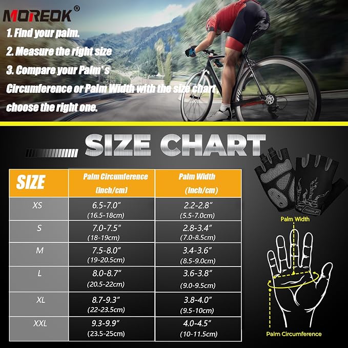 Cycling Gloves Bike Bicycle Gloves, Half Finger 5MM Gel Anti-Slip | Biking Gloves for Men Women Gym workout exercise Motorcycle Hiking Rowing Outdoor Sports