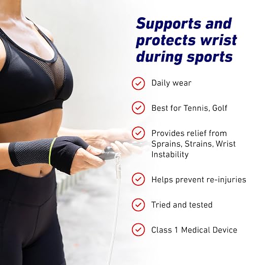 Neo-G Active Wrist Support – For Sports, Golf, Basketball, Football, Yoga, Tennis. For Sprains, Strains, Tendonitis, Injury Recovery - Multi Zone Wrist Compression Sleeve – S