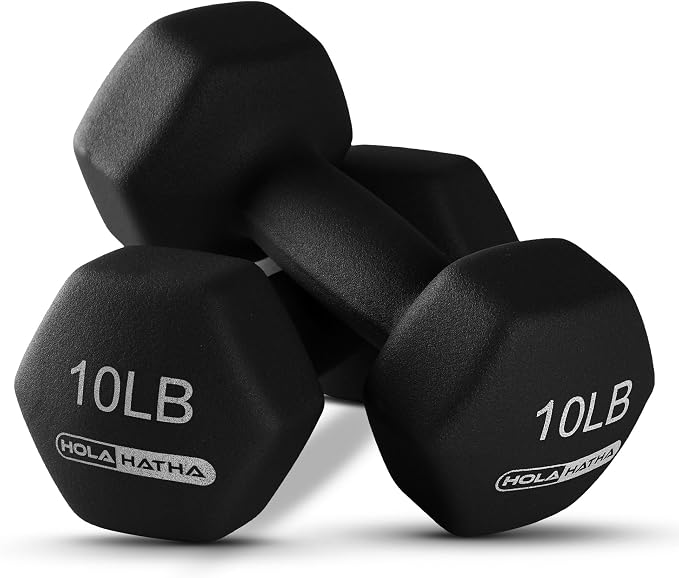 HolaHatha 1, 2 and 3 lb Neoprene Dumbbell Strength Training Weight Set with Rack