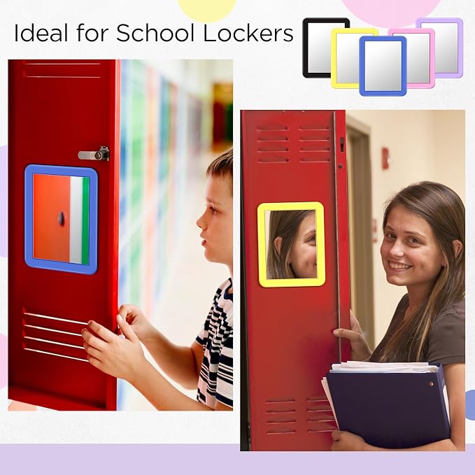 Leinuosen 50 Pcs Magnetic Locker Mirror 5" x 7" Small Mirror for Locker Accessories Real Glass Mirror for Gym Locker Decorations Office Cabinet Bathroom Household Refrigerator Workshop Toolbox