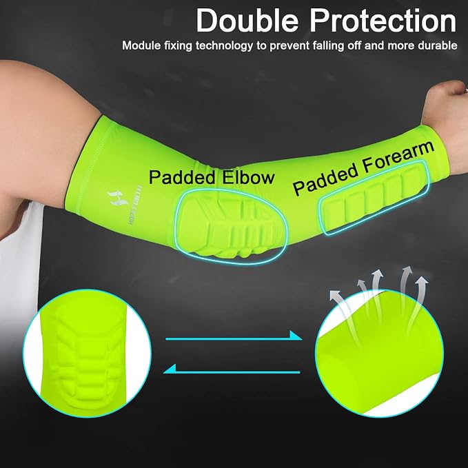 2PCS Padded Elbow Forearm Sleeves Compression Arm Protective Support