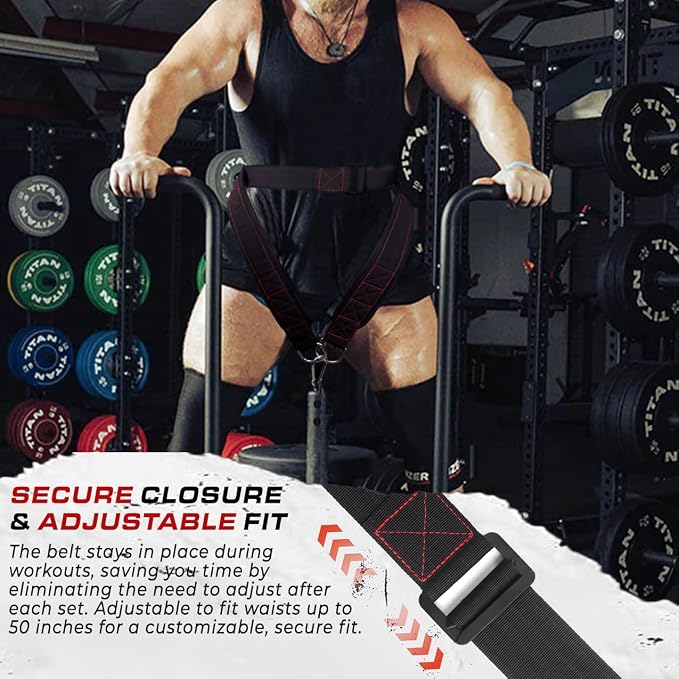 Belt for Belt Squats, Rack Attachment & Squat Machine, Weight Lifting&Powerlifting – Back Support, Low-Profile, Padded Hip & Thigh, Secure Buckle, Heavy Duty