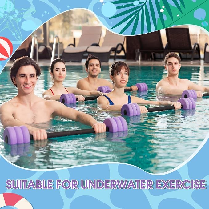 Soulchen Long Aquatic Exercise Dumbbells Pool Exercise Foam Water Weights Dumbbell Aquatic Pool Barbells with High Density EVA Foam for Swim Water Aerobics Workouts Loss