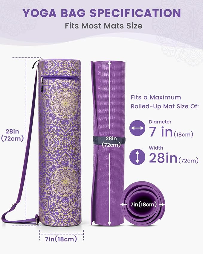 Gonex Yoga Mat Bag, Full-Zip Mat Carrier | 600D Oxford Fabric, Wet Pocket, Front Zip Pocket, Adjustable Strap, Fits Mats up to 26"