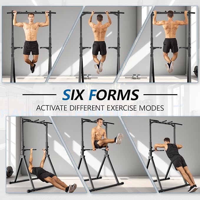 Foldable Pull Up Bar Pull Up Station,Power Tower with Triangular Structure, Multi-Functional Dip Station for Home Gym 300LB