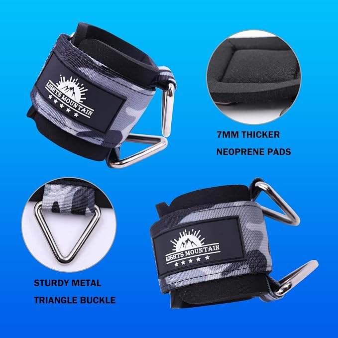 Wrist Cuffs for Cable Machines – Padded & Adjustable Straps for Lateral Raises, Tricep Pushdowns & Strength Training