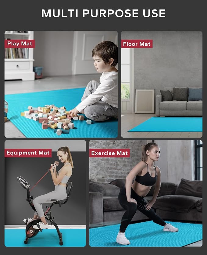 HAPBEAR Large Exercise Mat-6'x4'/7'x5'/6'x8'/6'x9'/6'x10'/6'x12'x 1/3"(8mm) | Non-Slip, Ultra Durable, Thick Workout Mat for Home Gym Flooring, Cardio, Yoga & Fitness; High-Density, Shoes-Friendly