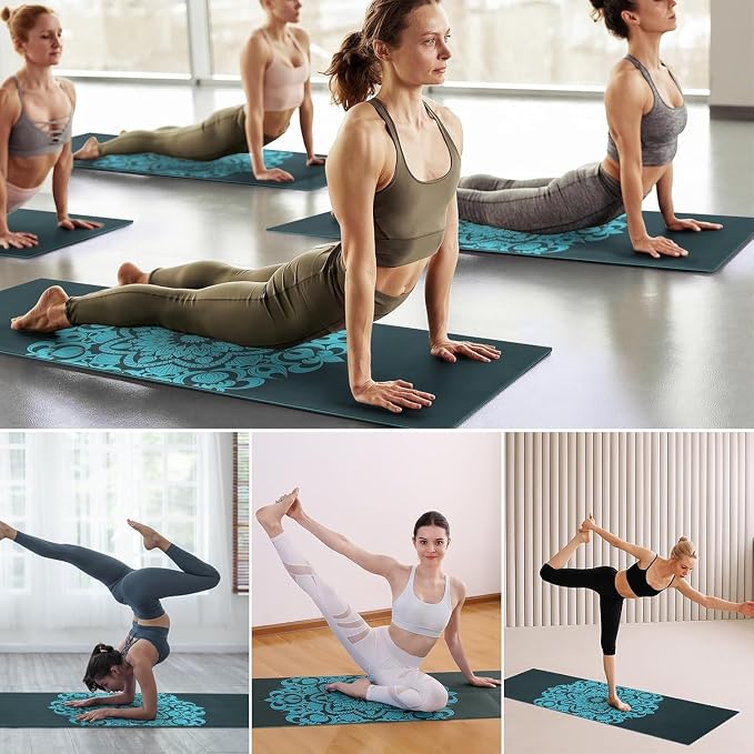Avoalre Folding Yoga Mat, Eco-Friendly PVC Travel Yoga Mat Packable, Double Sided Non-Slip Printed Yoga Mats with Bag for Home Workout Gym Exercise Fitness Pilates Stretching (72" x 24" x 1/5" Thick)