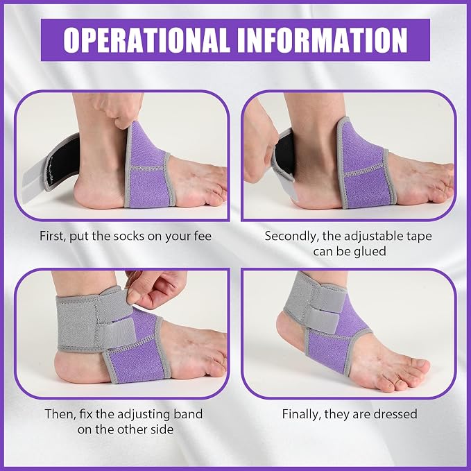 Tarpop 2 Pairs Kids Ankle Brace Set Foot Support Stabilizer Wraps Protector Guard Knitted Ankle Sleeve Sock Support Compression Socks for Injury Prevention(Purple,Medium)