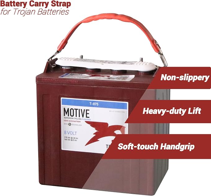 Golf Cart Battery Lifter - 2 PCS, Carry Strap for Trojan, Club Car, EZGO, Yamaha - Black or Orange