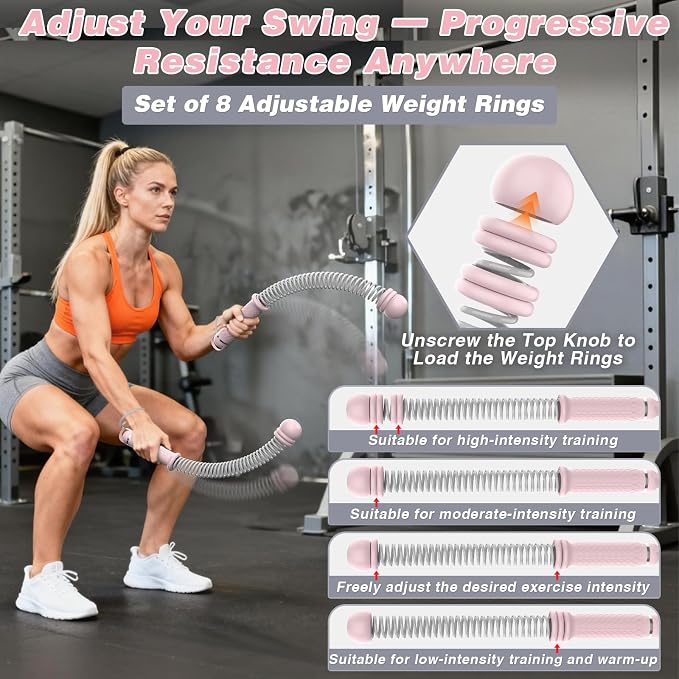 Ropeless Battle Ropes for Home Gym, Portable Cordless with Storage Bag & 8 Adjustable Weight Rings, Heavy Duty Fitness Rope for HIIT, Strength, High Calorie Burn & Low-Impact Cardio for Men & Women