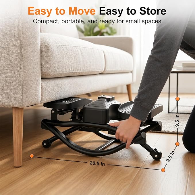 Rocking Stepper Side to Side for Exercise at Home, Low-Impact Rock Stepper Machine with Resistance Bands & Digital Display, Anti-Slip Pedals, Full Body Home Workout, 330 LBS Capacity (Black)