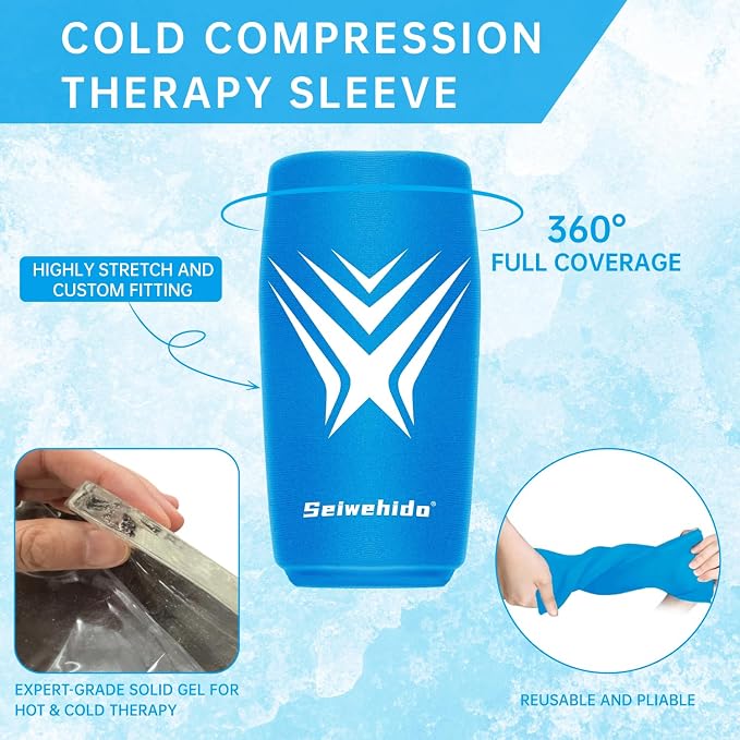 Extended Leg Knee Ice Pack Wrap Ice Sleeve for Knees Injuries Reusable Soft | Gel Freeze Knees Brace for Swelling, Replacement Surgery, Cold Compress Therapy for Arthritis, Meniscus Tear and ACL Gift