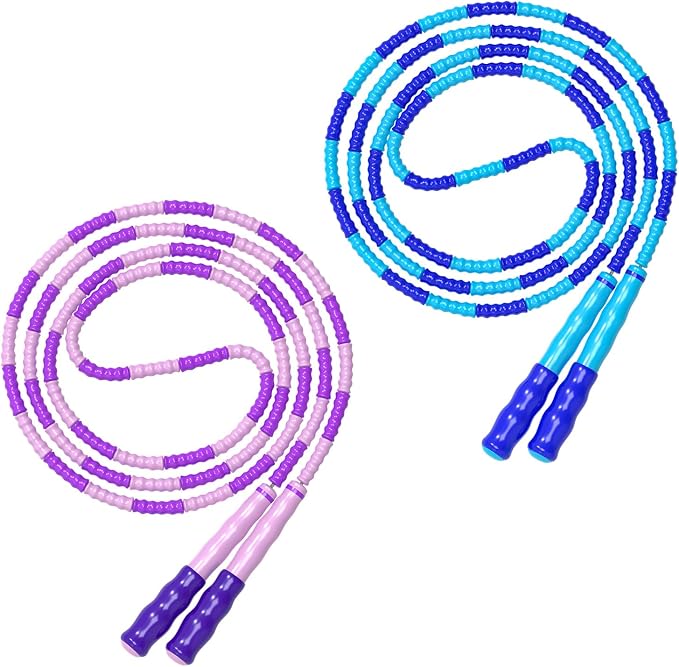 Leeboom Jump Rope, Adjustable Length Tangle-Free Segmented Soft Beaded Skipping Rope, Fitness Jump Rope for Kids, Man, and Women Weight Loss 9.2 Feet