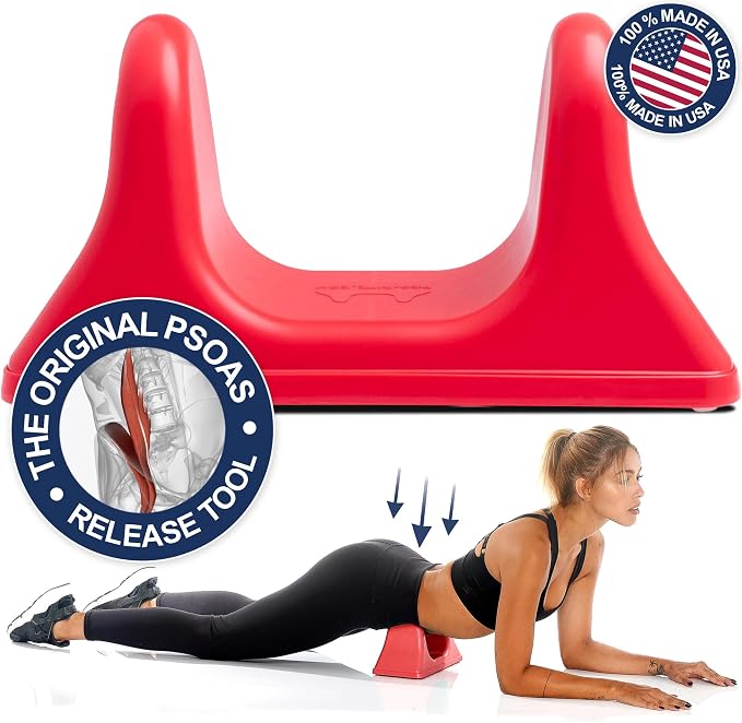 PSO-RITE Psoas Muscle Release Tool – Made in USA, Patented Deep Tissue Massage Device for Your Back, Hip Flexor & Trigger Point Relief - Sunset Red