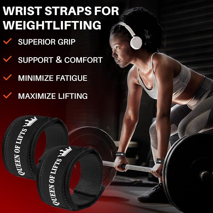TECEUM Neoprene Padded Cotton Lifting Straps for Weightlifting, 1 Pair