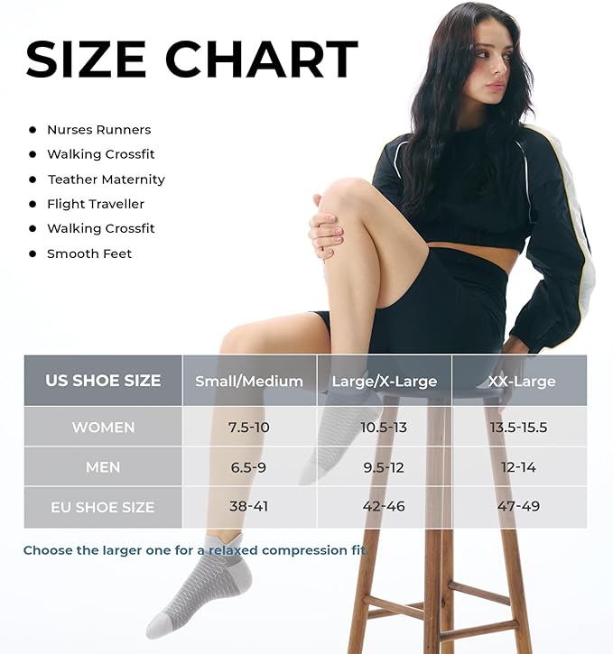 FITRELL Ankle Compression Socks for Women & Men - 5/6 Pairs Cushioned Arch Support Running Socks, Plantar Fasciitis Relief