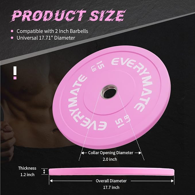 EVERYMATE Change Weight Plates 1.25LB 2.5LB 5LB Set Fractional Olympic Bumper Plates for Cross Training Steel Insert Strength Training