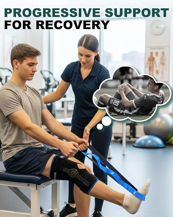 Trideer Non-Elastic Stretching Strap with Loops for Physical Therapy & Rehab, Knee Hip Leg ROM Post-Surgery, Yoga Strap for Stretching, Leg Lifter Strap Mobility Aid, Hamstring Calf Back