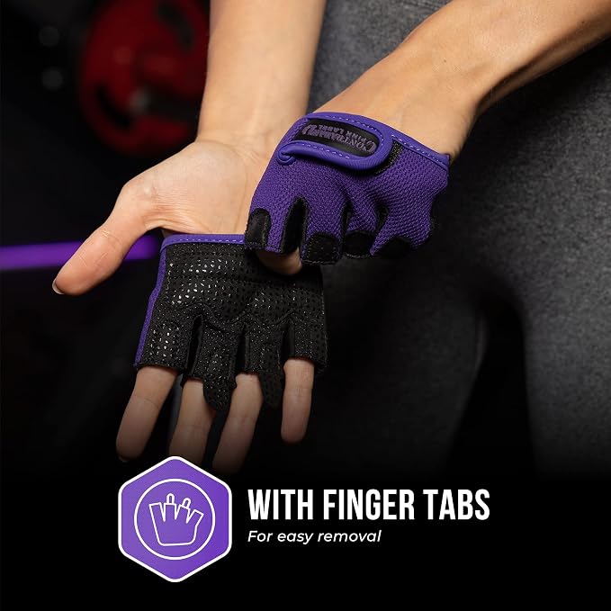 Contraband Pink Label 5537 Womens Micro Weight Lifting Gloves w/Grip-Lock Silicone Padding (Pair) - Minimalist Half Gloves - Apple Watch Friendly