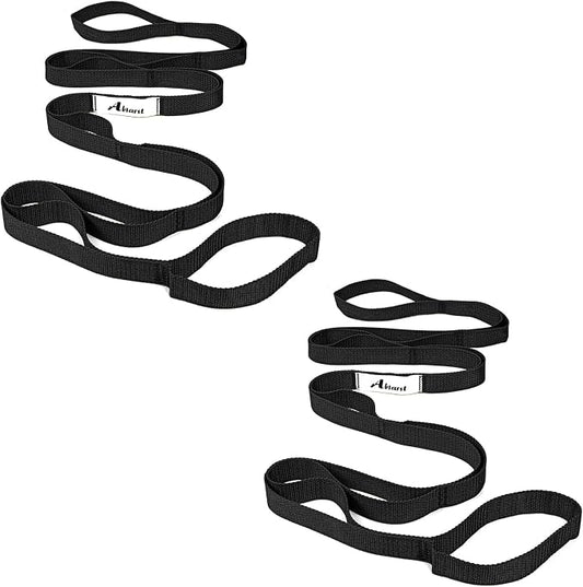 Abiarst Stretching Strap Yoga Straps for Physical Therapy, 10 Loops Non-Elastic Stretch Band for Pilates, Flexibility, Exercise and Gymnastics