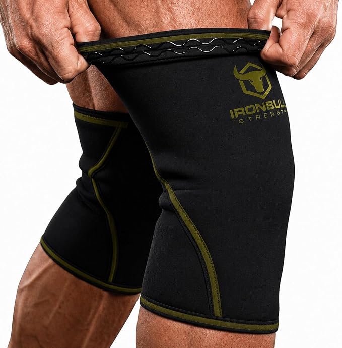 Iron Bull Strength Knee Sleeves 7mm (1 Pair) - Compression Brace & Knee Sleeve For Weightlifting, Powerlifting & Cross Training - Knee Support for Squats - Men & Women