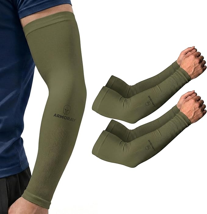 ARMORAY Arm Sleeves for Men and Women - UV Sun Protection Cooling Compression - Tattoo Cover Up Sleeve for Daily Wear & Work