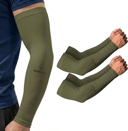 ARMORAY Arm Sleeves for Men and Women - UV Sun Protection Cooling Compression - Tattoo Cover Up Sleeve for Daily Wear & Work