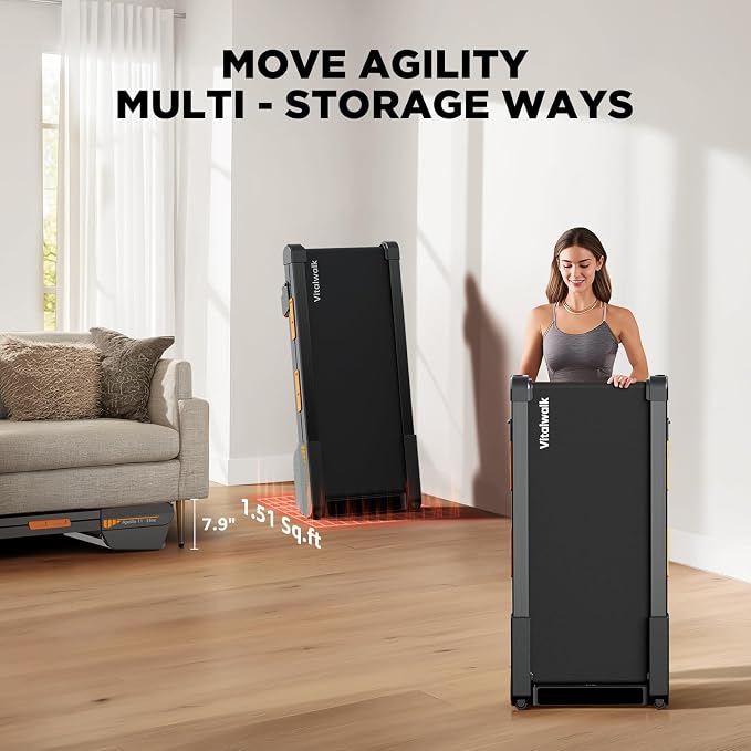 Walking Pad with Incline 15% Auto Treadmills for Home Small Space | Full Deck 3.0HP Brushless Portable Under Desk Treadmill, Vertical Storage Space-Saving, Ambient Light, 350LBS